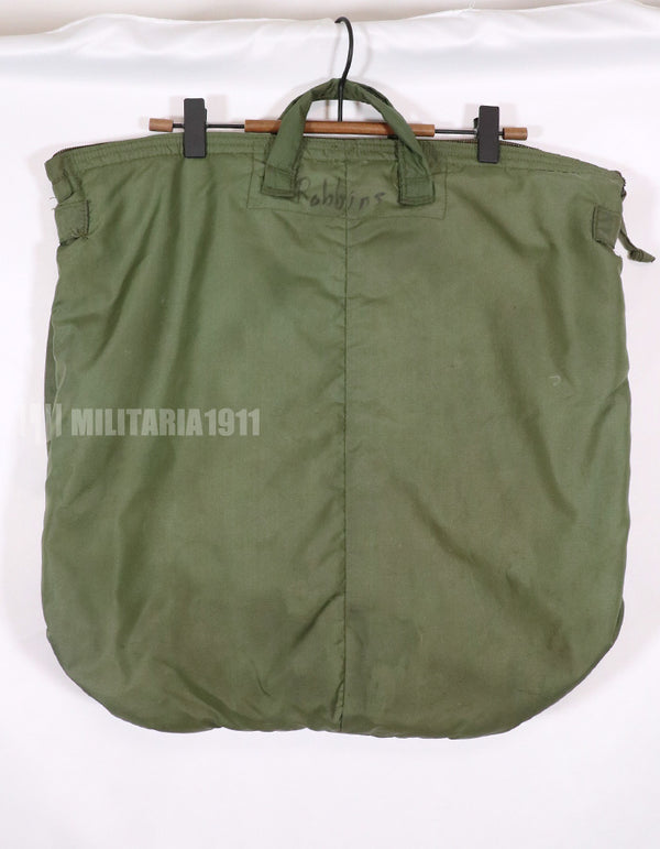 Original U.S. Military Made in 1991 Helmet Bag, Stained, Used.