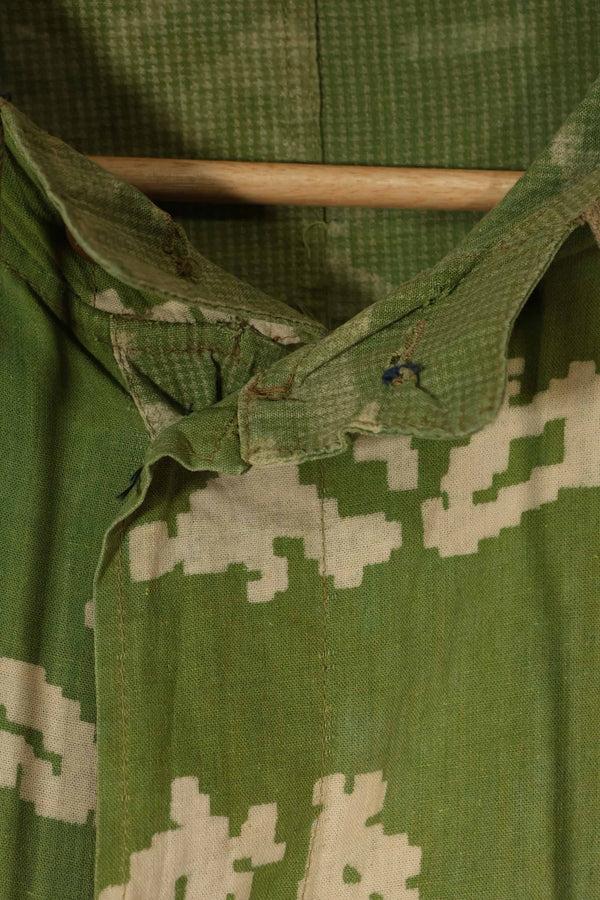 Real 1980s Soviet Russia KLMK camouflage coveralls, used, torn, repaired.