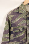 Mid-1960s, estimated A-XL Silver Tiger Tiger stripe shirt, faded, used.