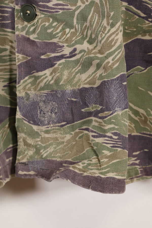 Mid-1960s, estimated A-XL Silver Tiger Tiger stripe shirt, faded, used.