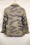 Mid-1960s, estimated A-XL Silver Tiger Tiger stripe shirt, faded, used.
