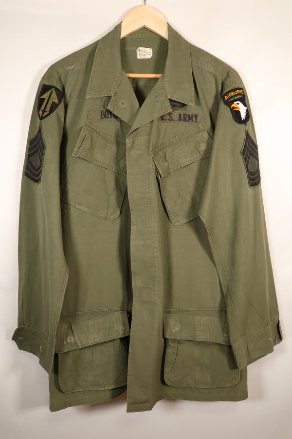 1969 Contract, M-L, 4th Model Jungle Fatigue Jacket, 101st Airborne Division Specification, Used
