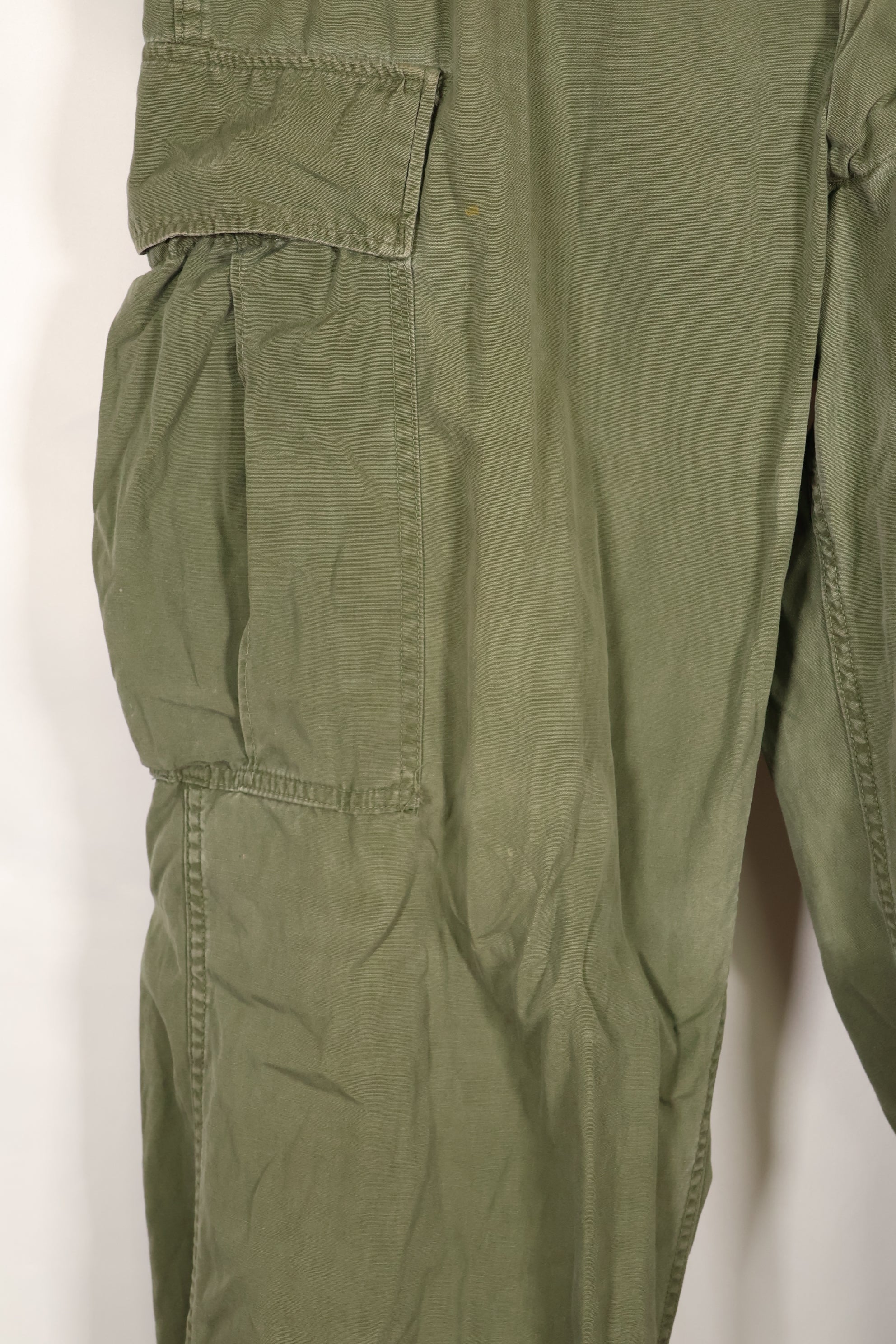 Estimated circa 1965 M-R 2nd Model Jungle Fatigue pants, faded, used.