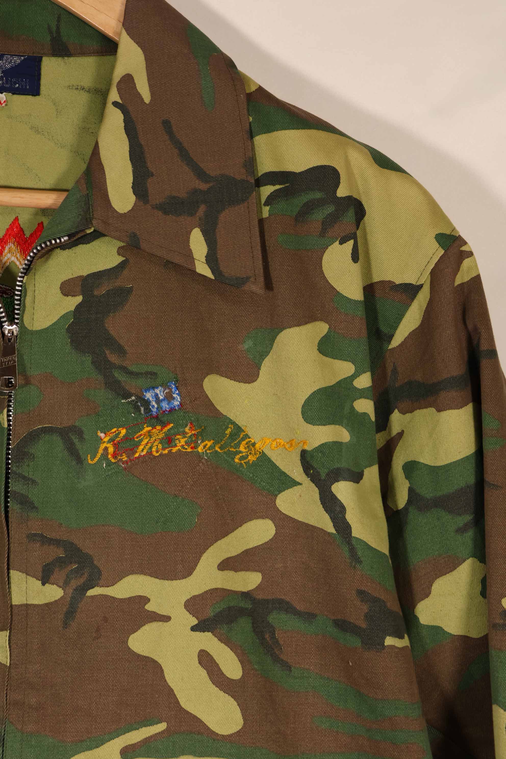 Civilian 1980's Okinawa TOGUCHI Jacket, hand sewing machine embroidery, camouflage jacket, used.