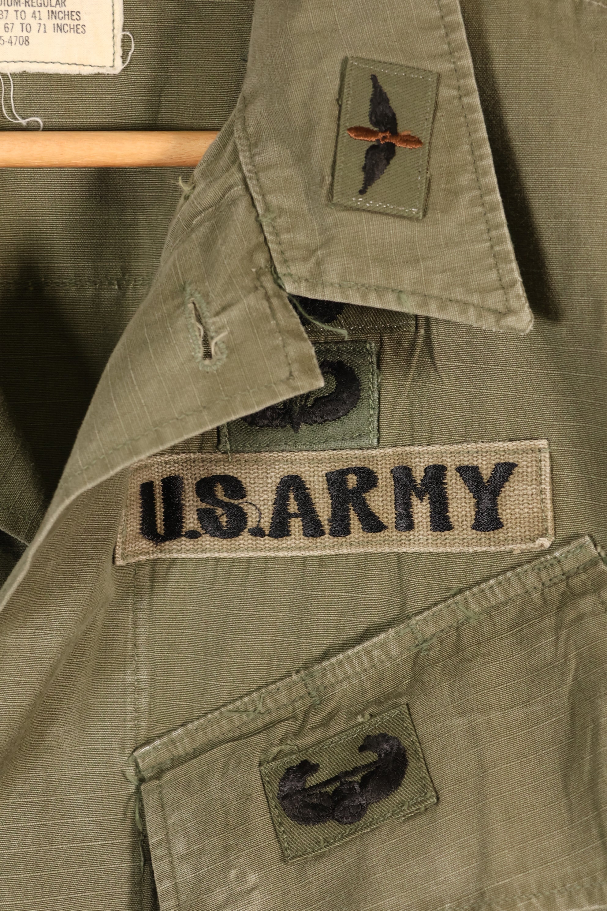 1969 Contract, M-R, 4th Model Jungle Fatigue Jacket, With Aftermarket Patches, Used