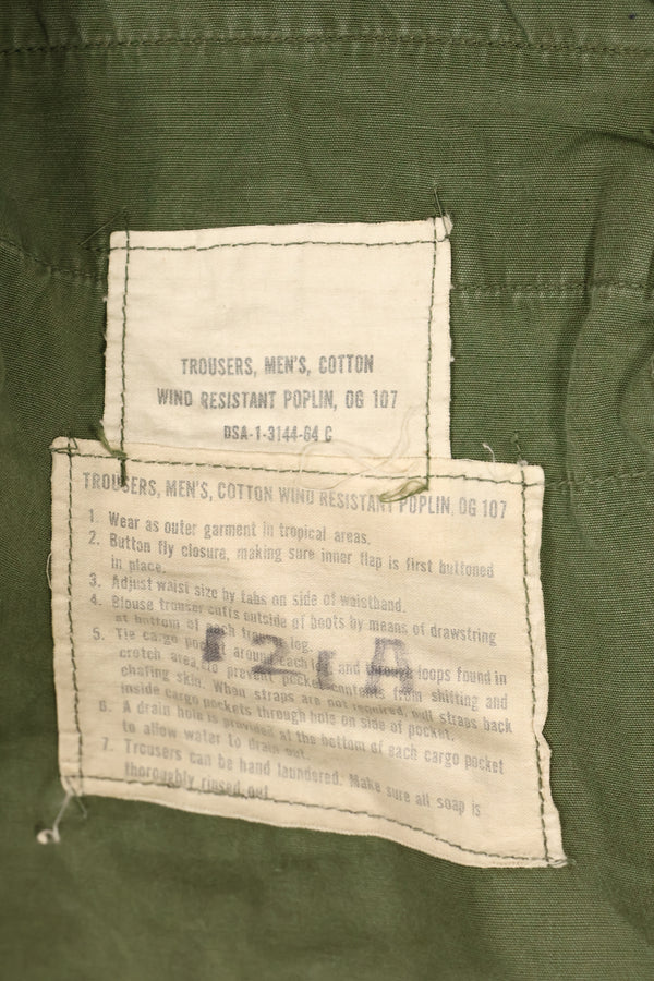 1964 Contract S-L with hemming 1st Model Jungle Fatigue Pants, used with fading.