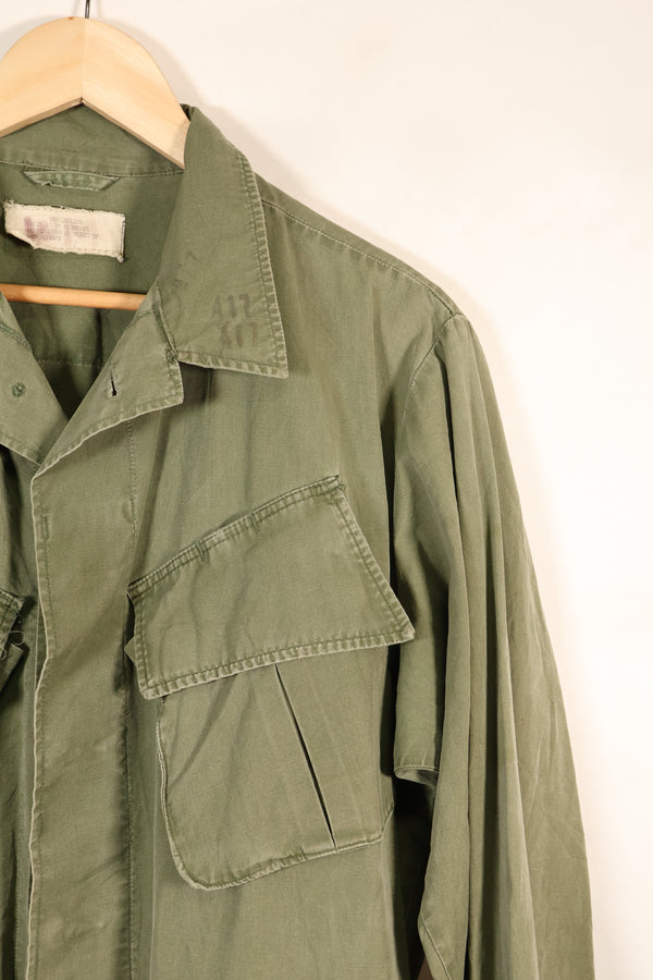 1967 Contract, M-L, Non-Ripstop, 3rd Model Jungle Fatigue Jacket, Faded, Used