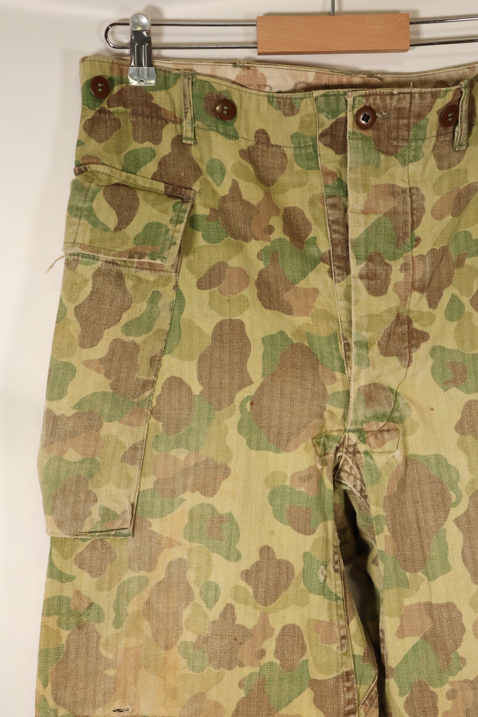 1940s W34 US Army Frogskin Camouflage HBT Pants Utility Pants Used