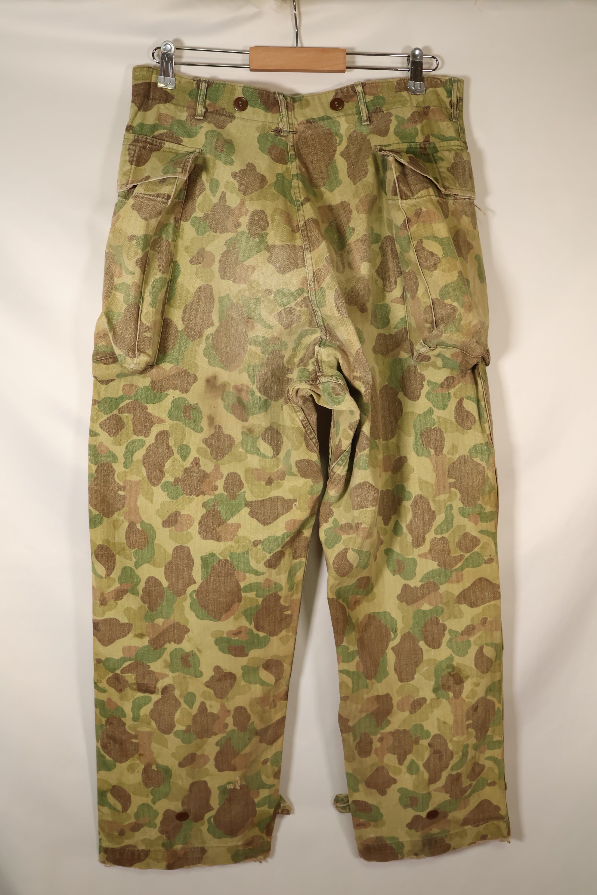 1940s W34 US Army Frogskin Camouflage HBT Pants Utility Pants Used
