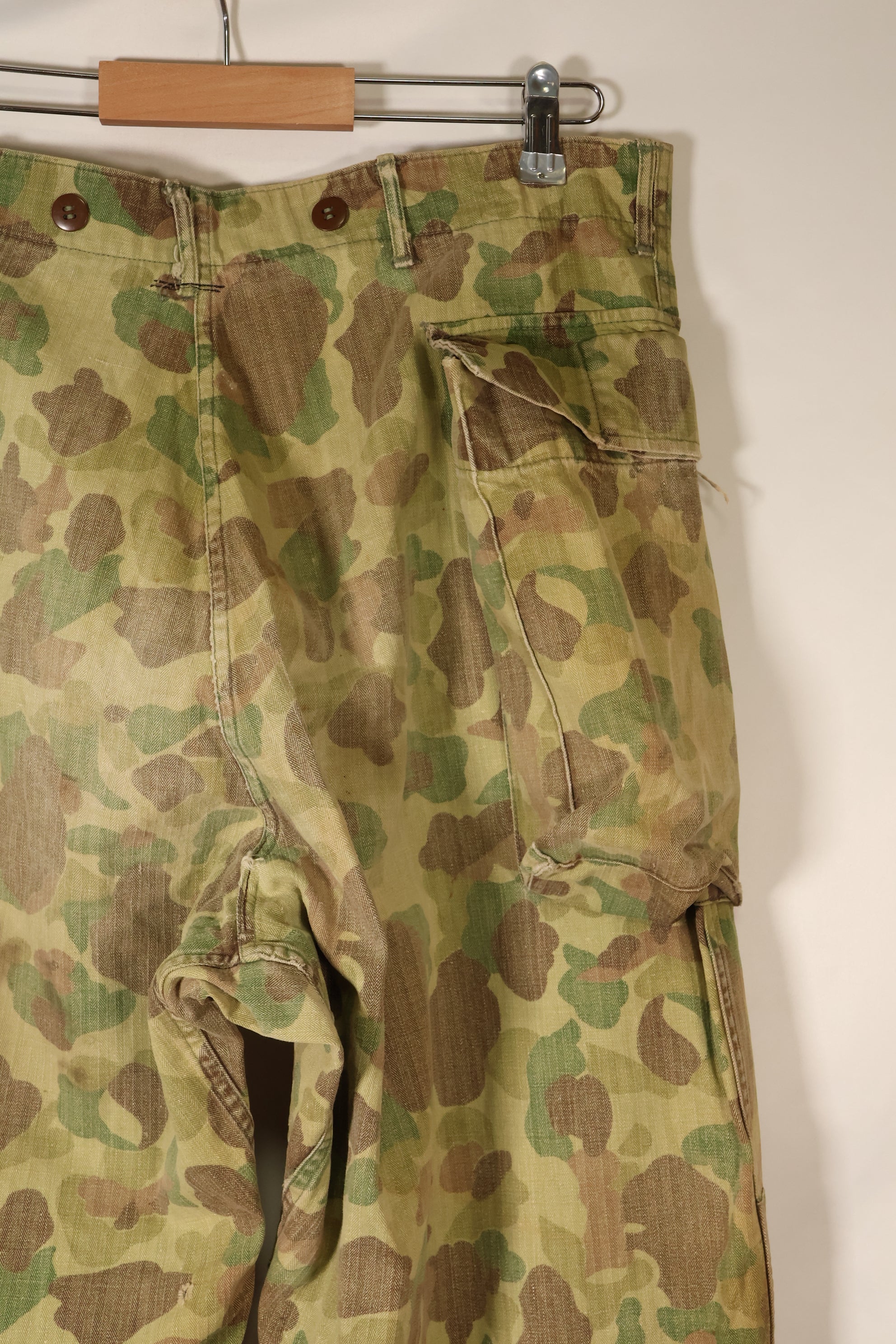 1940s W34 US Army Frogskin Camouflage HBT Pants Utility Pants Used