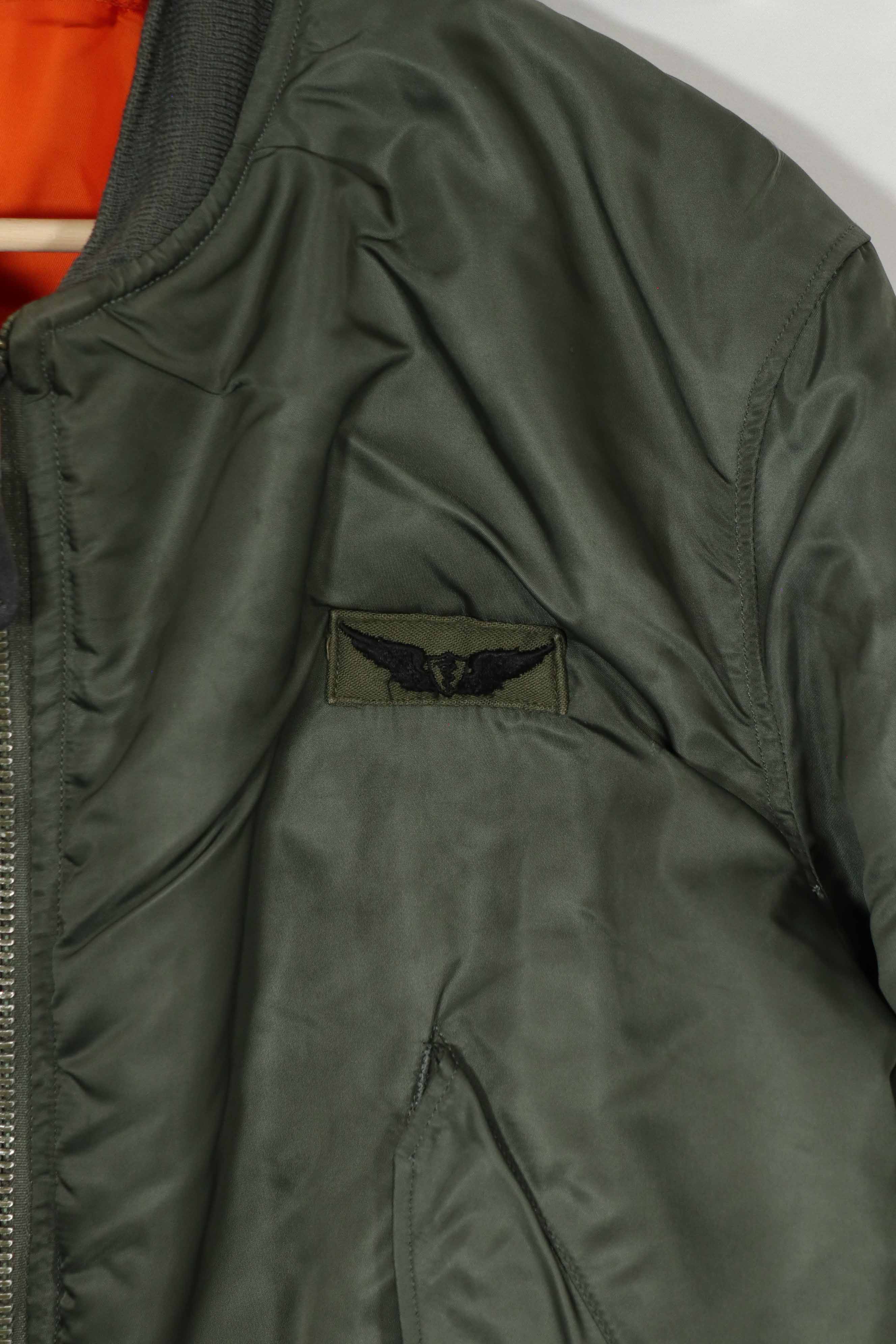 Real 1972 MA-1 flight jacket, used by US Army, knit damaged.