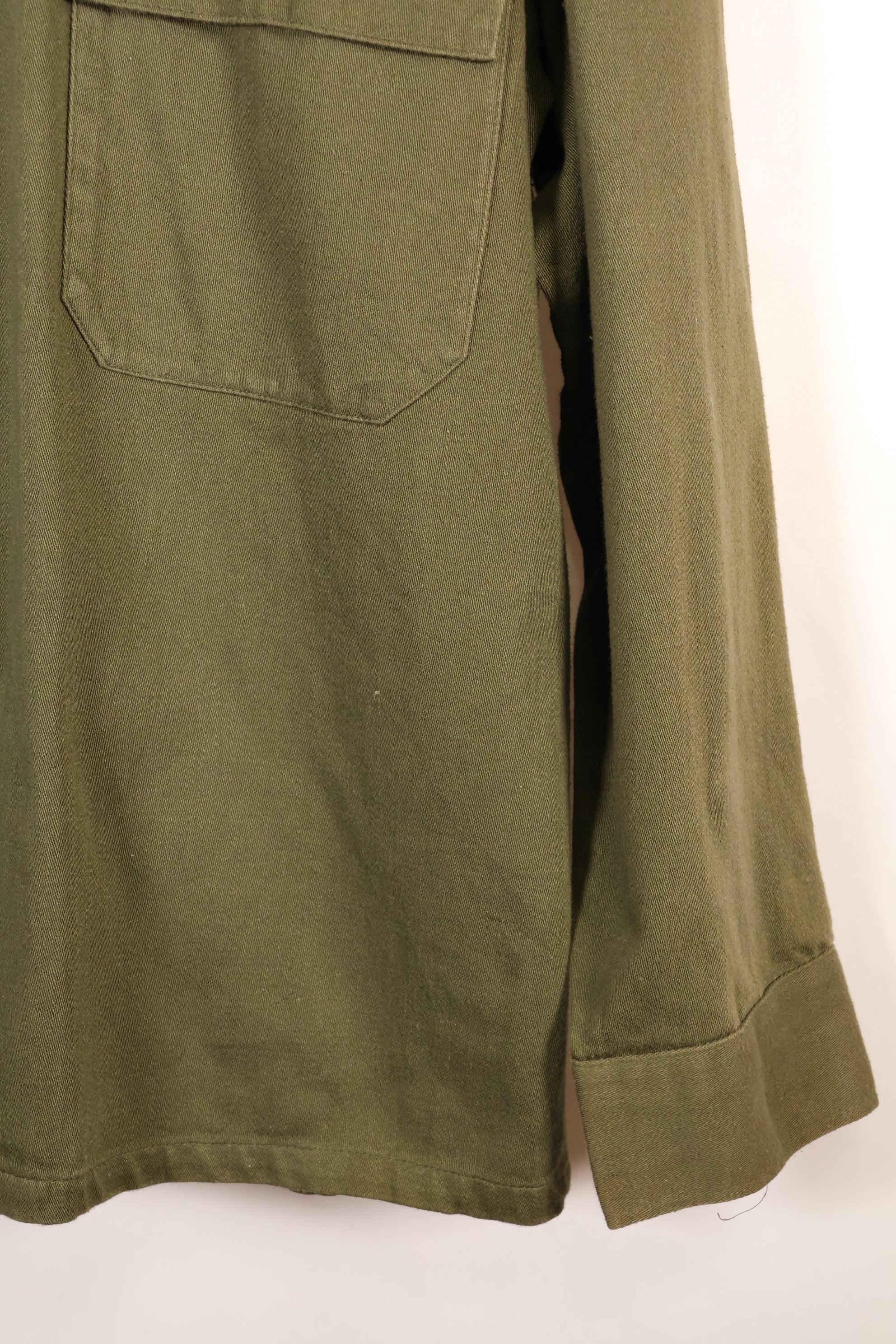 1960s, Estimated Size: MEDIUM, OG-107, Utility Shirt, Rare Cut, Retrofitted Patch, Used