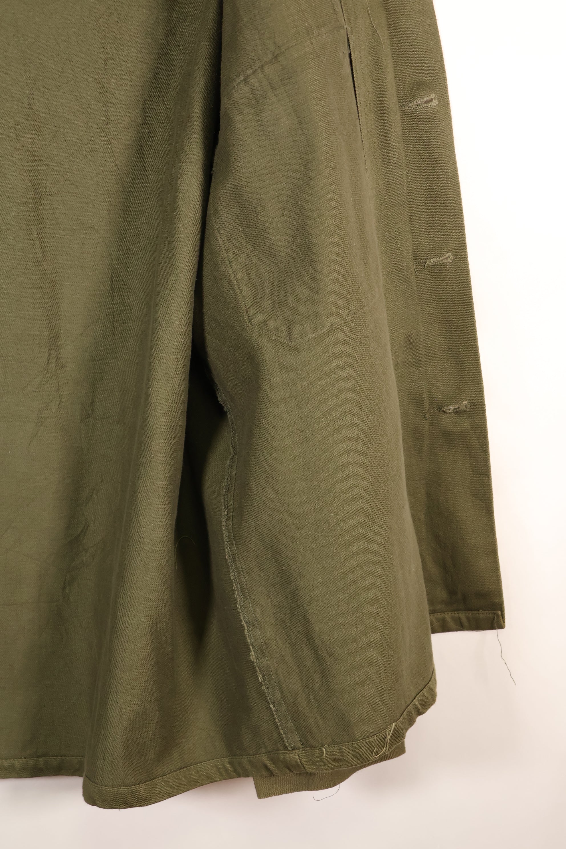 1960s, Estimated Size: MEDIUM, OG-107, Utility Shirt, Rare Cut, Retrofitted Patch, Used