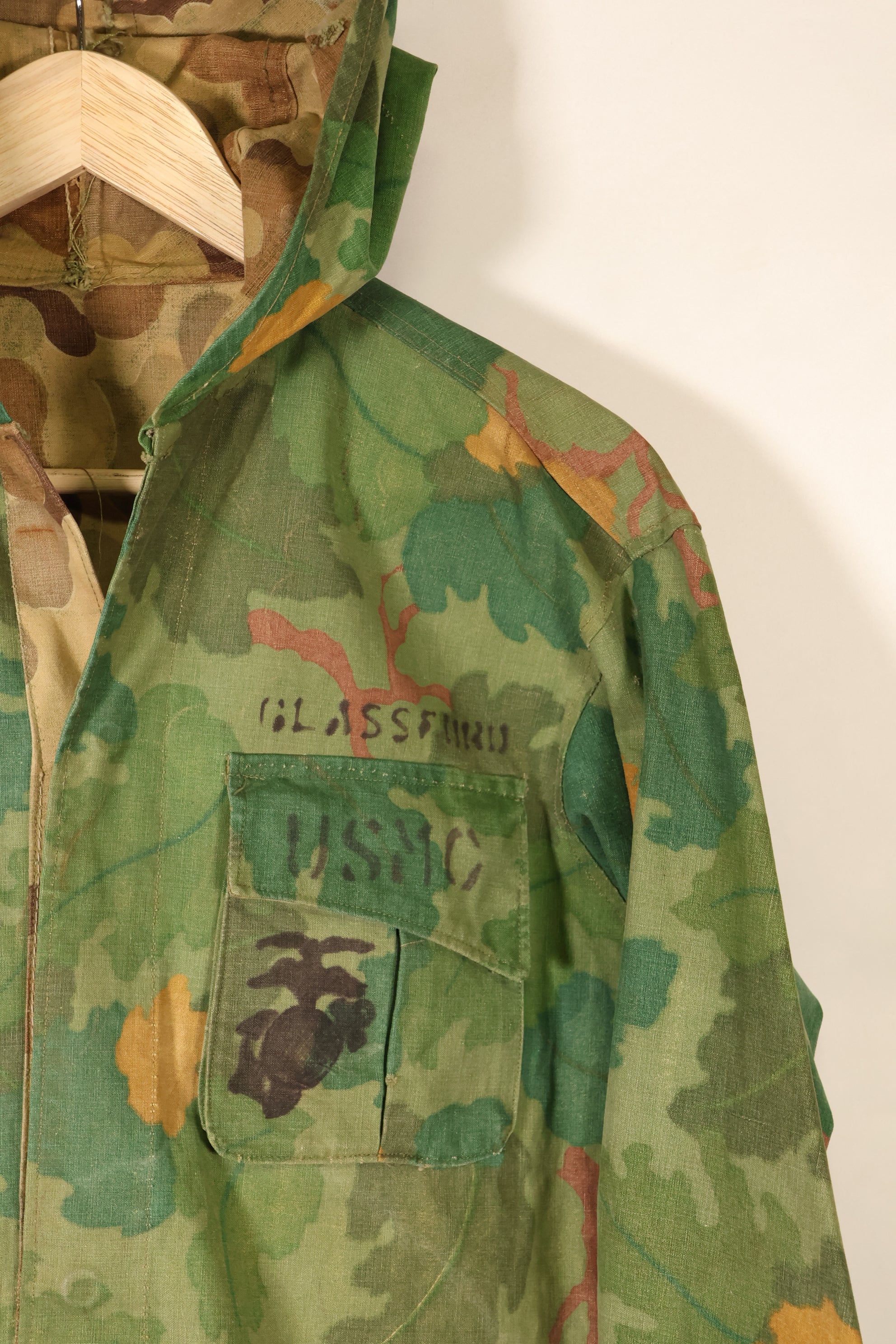 1960年代後半〜70年代　USMC　個人調達品　ミッチェルパターン　フード付フィールドジャケット　中古品