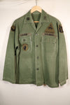 1960s, Estimated Size: SMALL, OG-107 Utility Shirt with Patches, Used