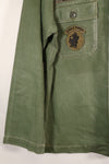 1960s, Estimated Size: SMALL, OG-107 Utility Shirt with Patches, Used