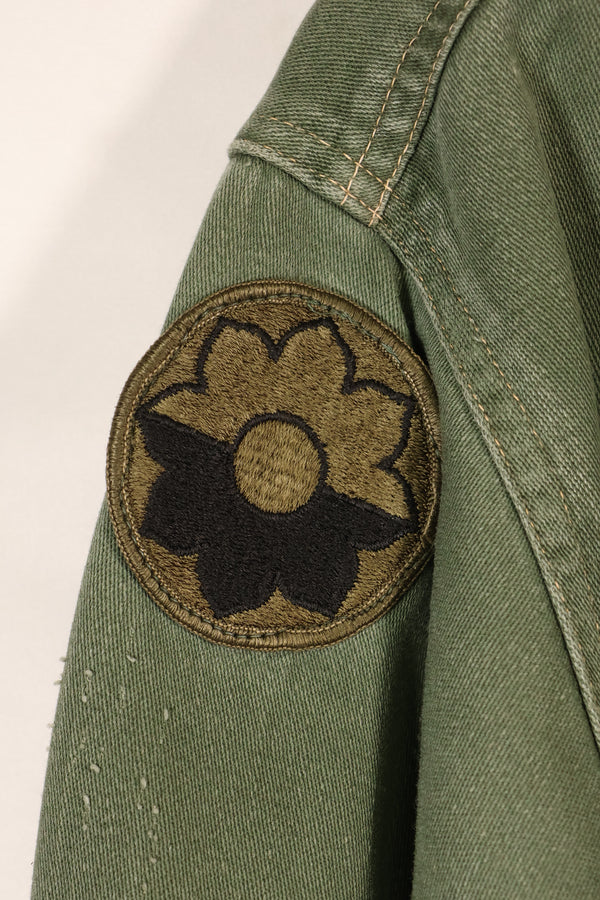 1960s, Estimated Size: SMALL, OG-107 Utility Shirt with Patches, Used