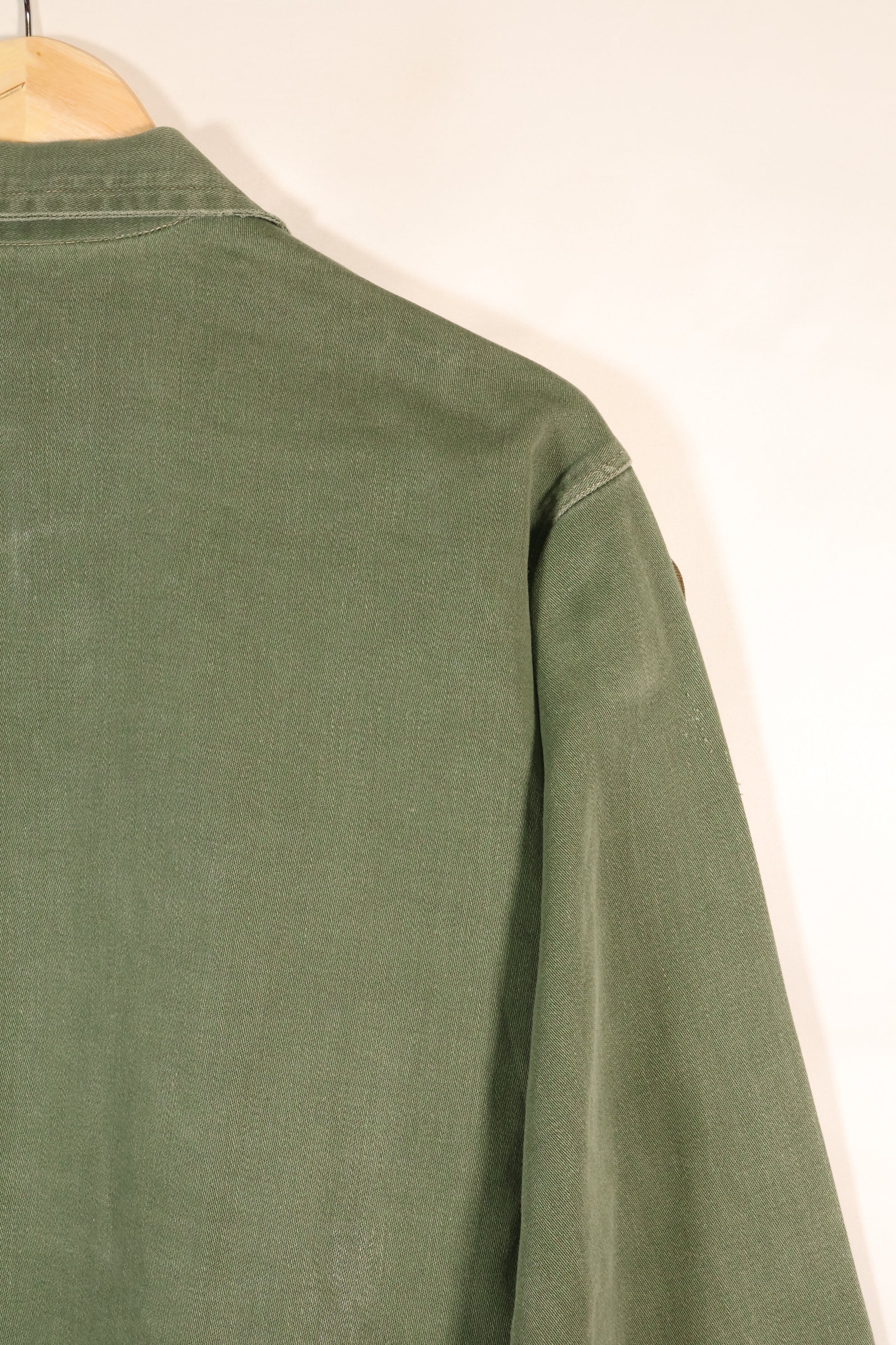 1960s, Estimated Size: SMALL, OG-107 Utility Shirt with Patches, Used