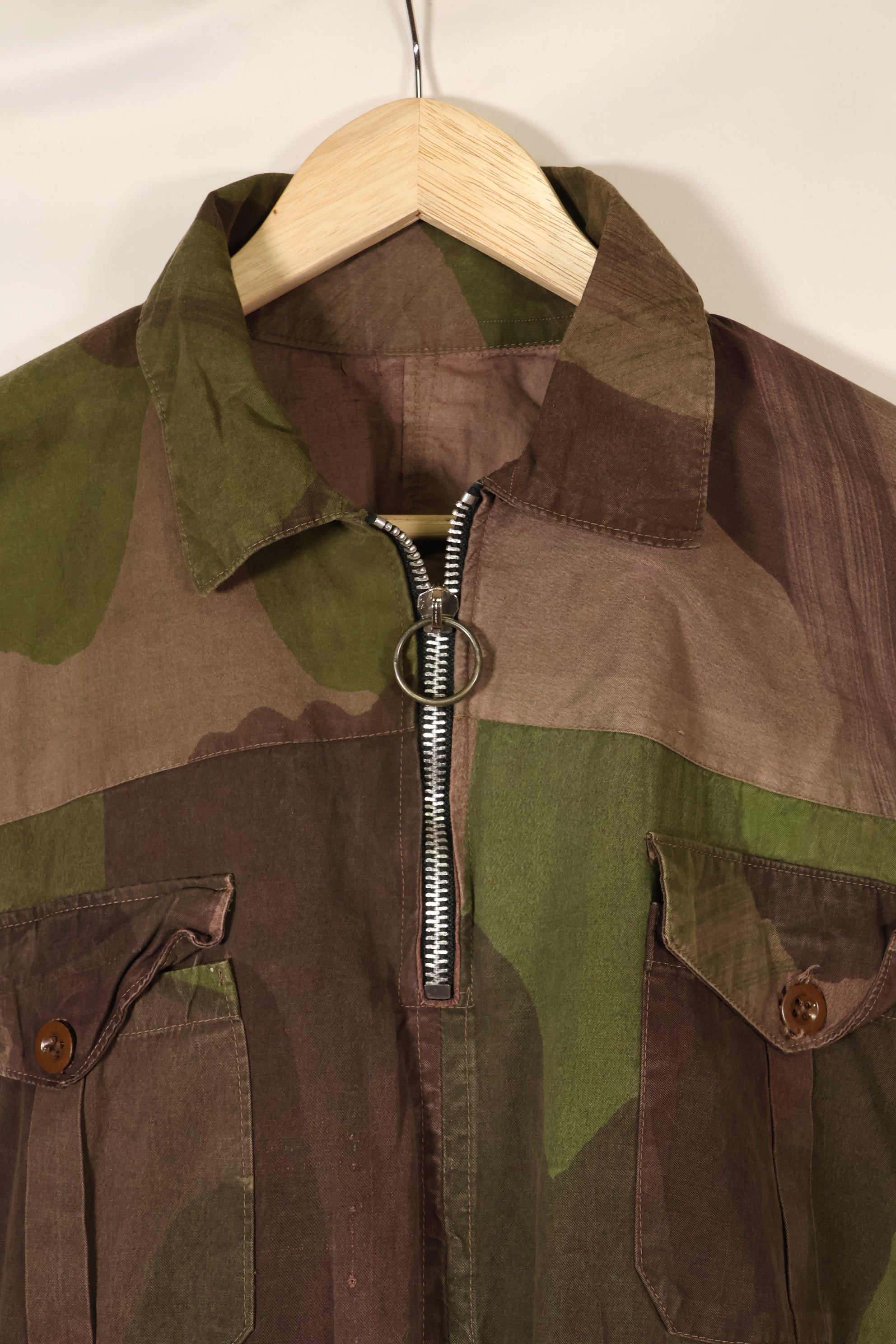 1940s, WWII, British Army, Windproof Camouflage Smock, Modified, Indochina War Replica, Post-war modifications, Used