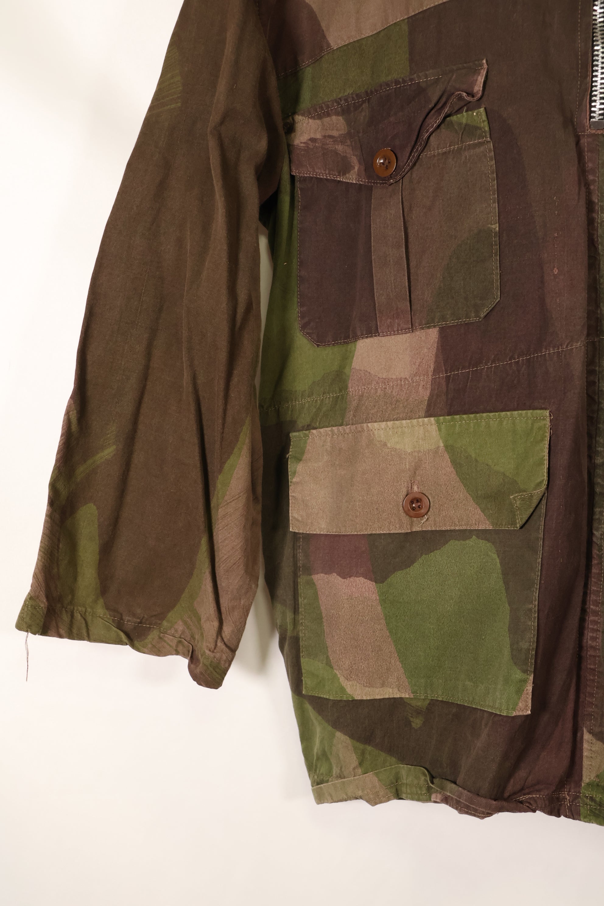 1940s, WWII, British Army, Windproof Camouflage Smock, Modified, Indochina War Replica, Post-war modifications, Used