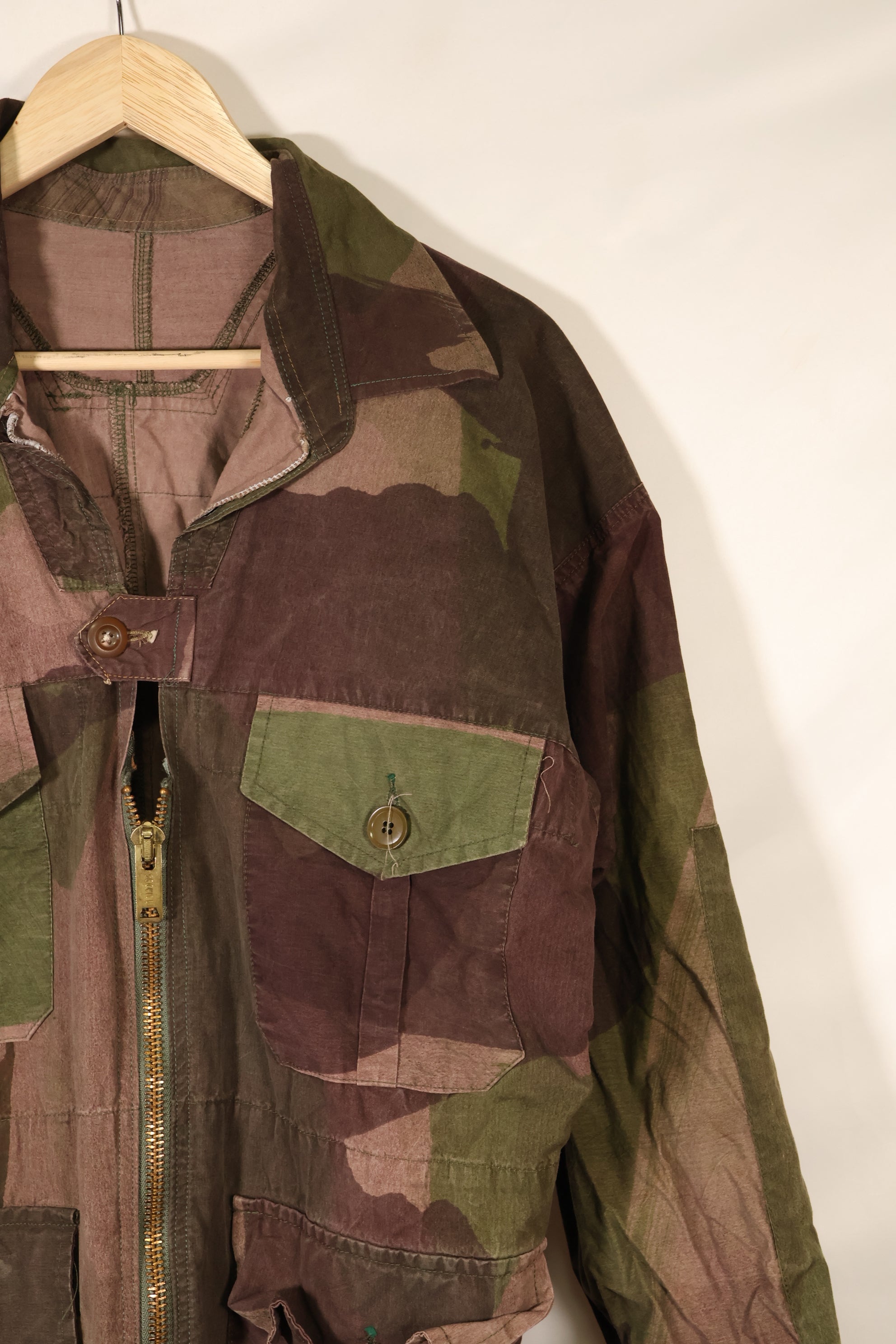 1940s, WWII, British Army, Windproof Camouflage Smock, Modified, Indochina War Replica, Post-war modifications, Used