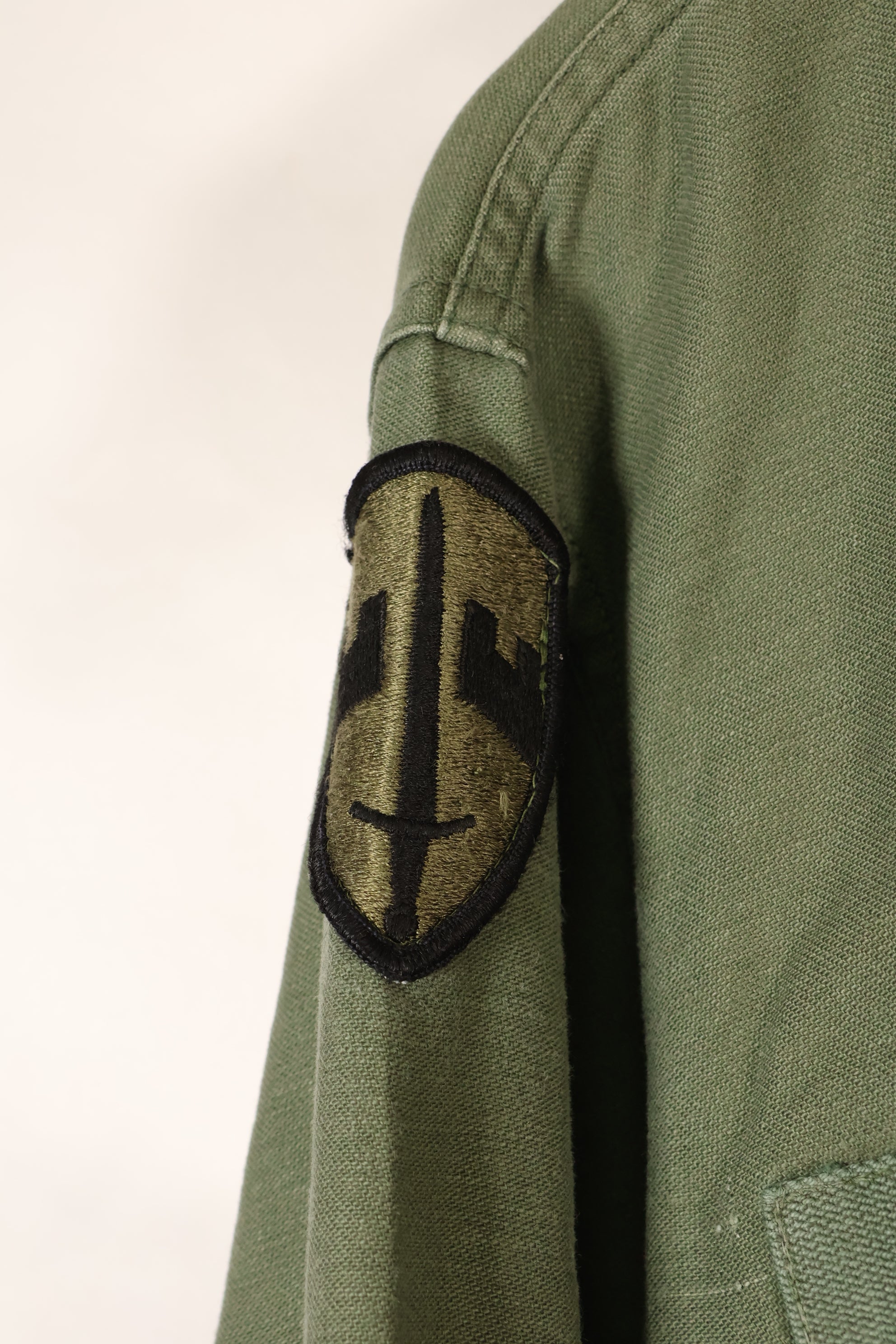 1968 Contract, Estimated Size: MEDIUM, OG-107, Utility Shirt, Aftermarket Patch, Used