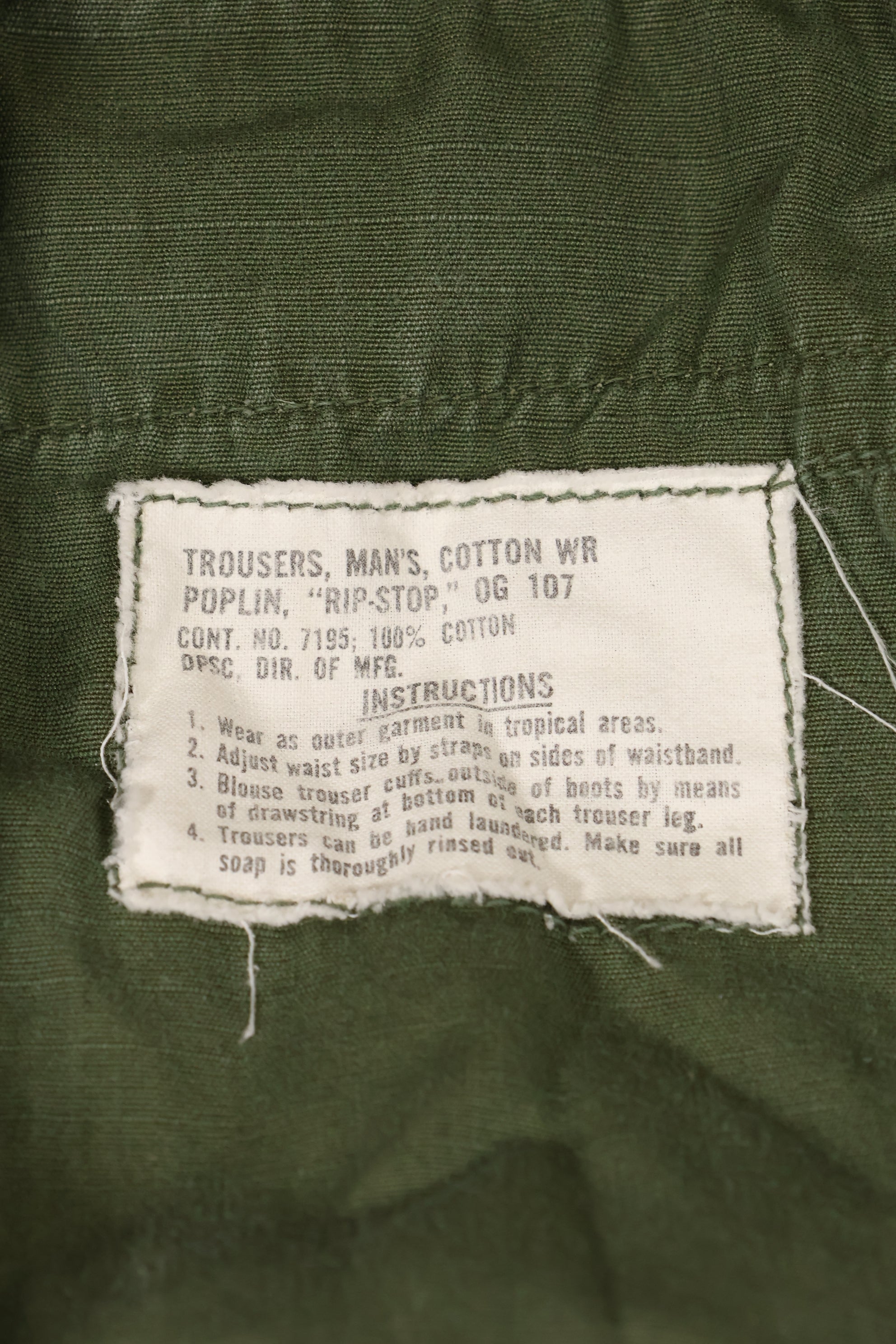 Circa 1966-68 M-S size 4th Model Jungle Fatigue Pants, used, film company release B