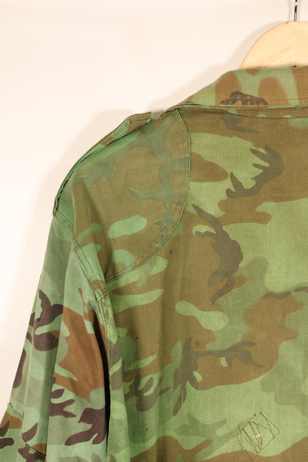 Early 1970s, Large Size, ARVN, South Vietnamese Airborne Division, Leaf Camouflage Shirt, Repaired, Used