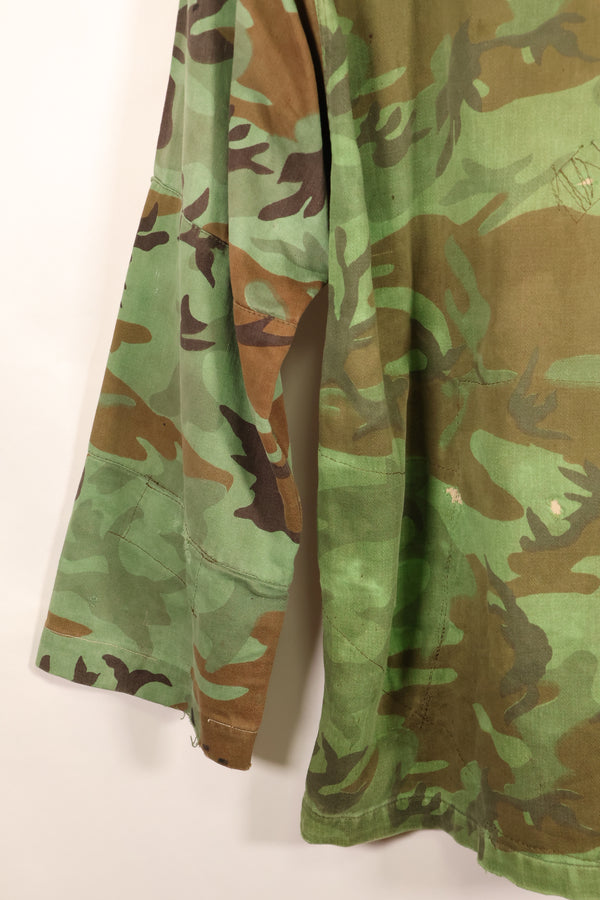 Early 1970s, Large Size, ARVN, South Vietnamese Airborne Division, Leaf Camouflage Shirt, Repaired, Used