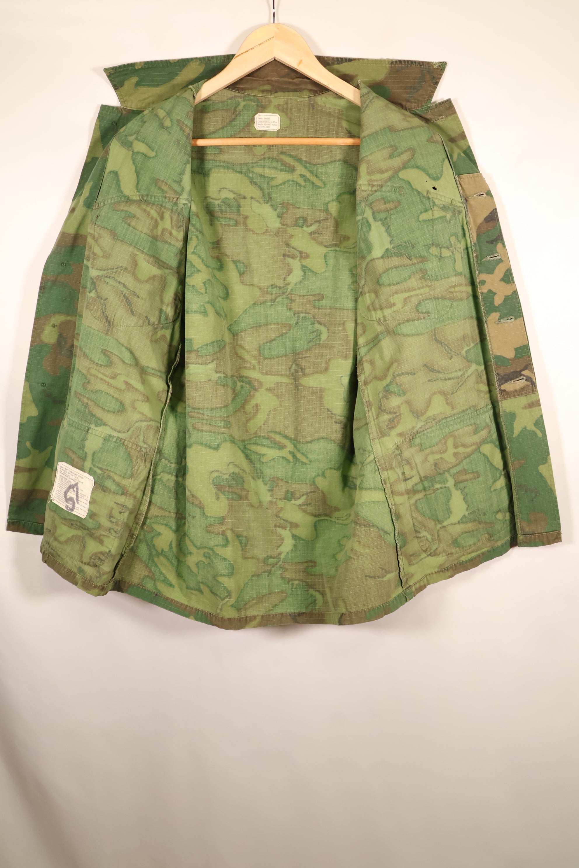 1969 Contract, S-S, ERDL Green Leaf Camo, Jungle Fatigue Jacket, Short-Sleeve Custom, Used