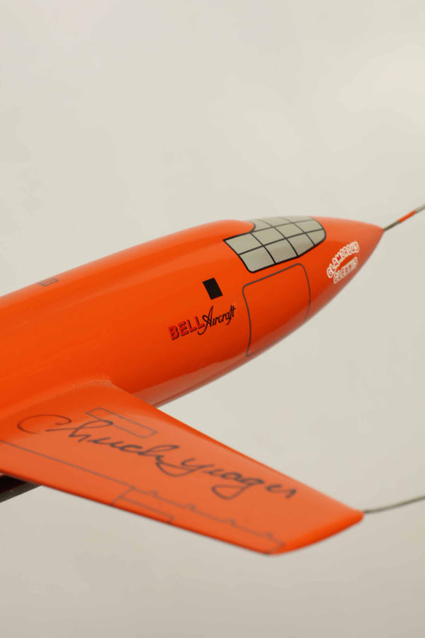 Autographed by US Air Force Brigadier General Chuck Yeager, X-1 manned aircraft model, used.