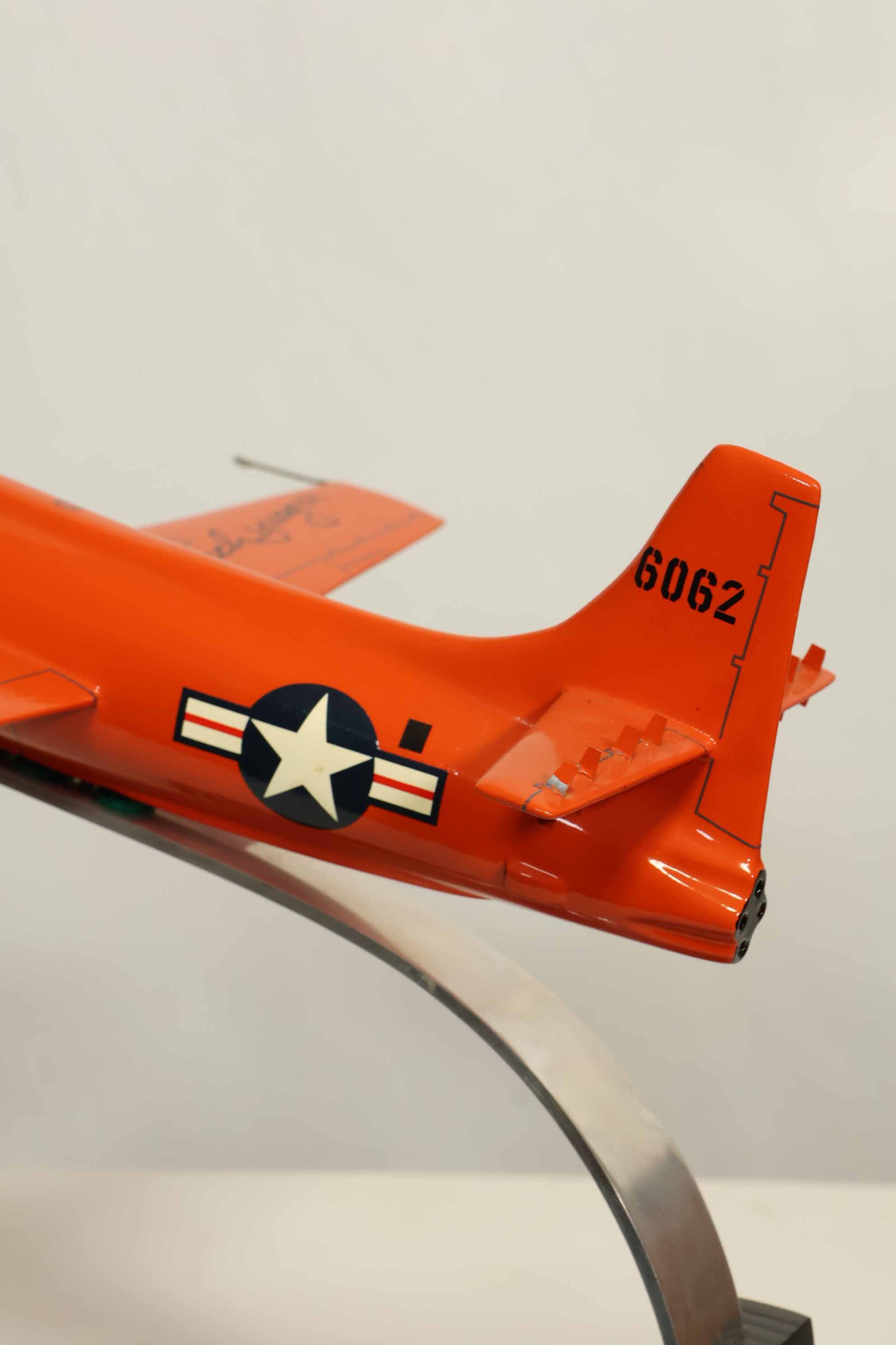Autographed by US Air Force Brigadier General Chuck Yeager, X-1 manned aircraft model, used.