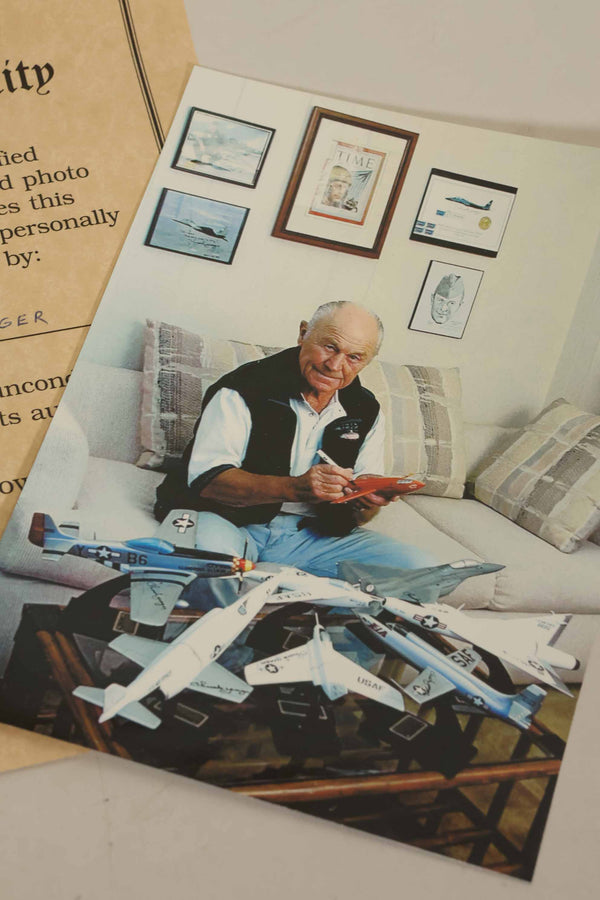 Autographed by US Air Force Brigadier General Chuck Yeager, X-1 manned aircraft model, used.