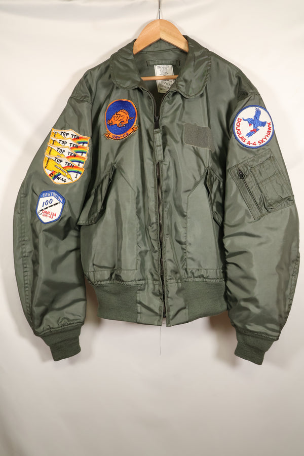 1981 Contract, LARGE, U.S. Navy, CWU-36P Flight Jacket, With Patches, Like-New Condition