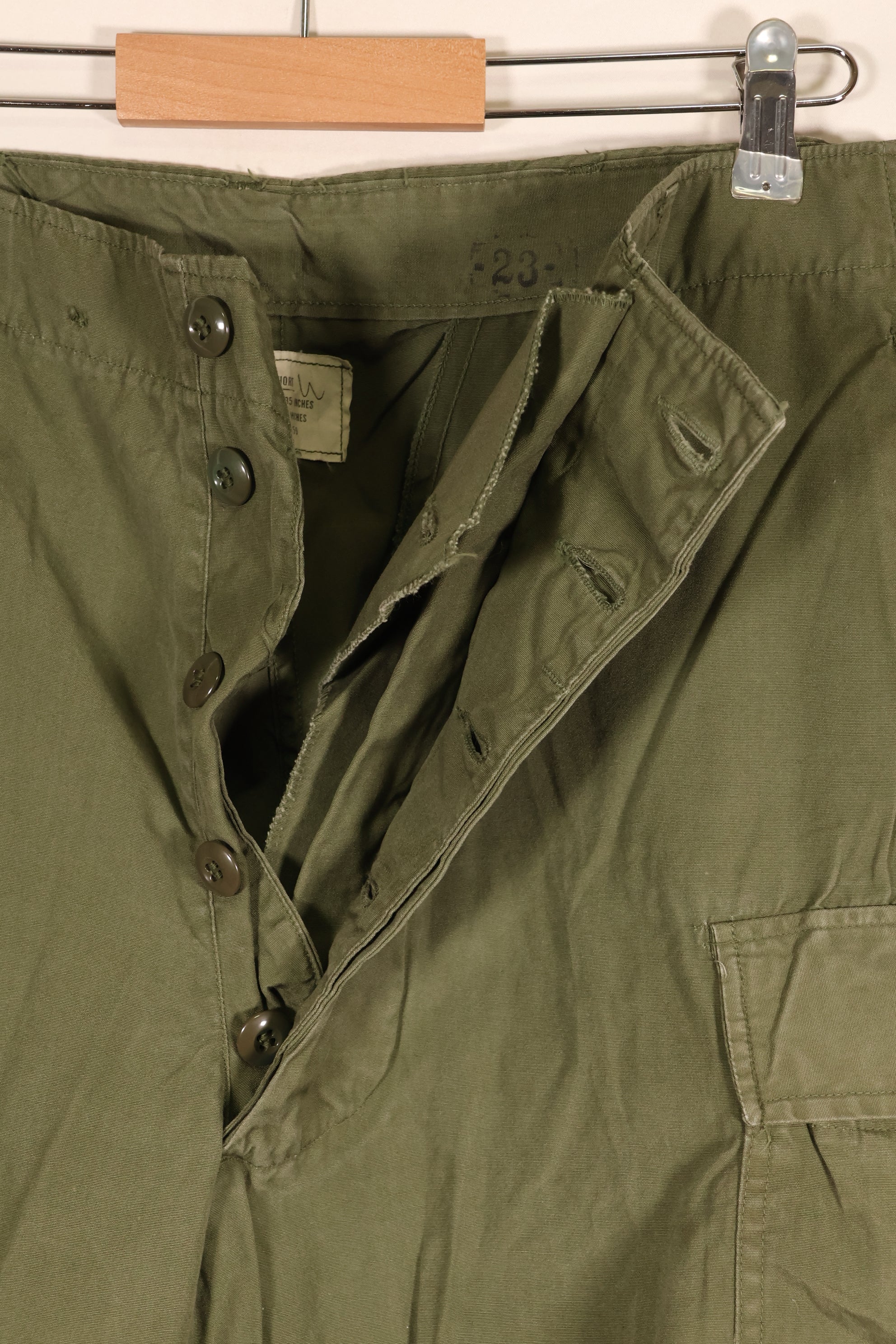 1964 Contract, M-S, U.S. Military, 1st Model Jungle Fatigue Pants, Good Condition, Used