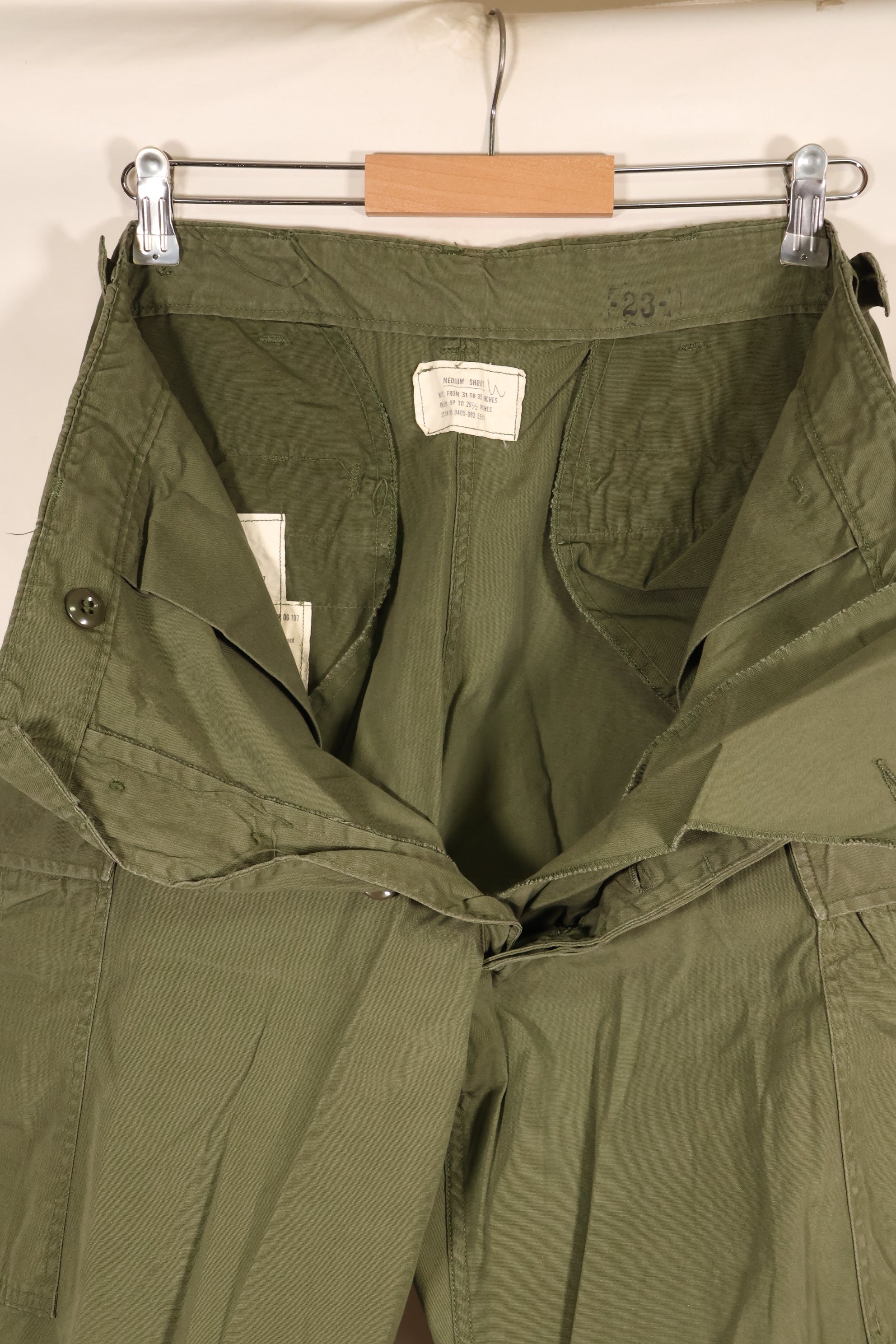 1964 Contract, M-S, U.S. Military, 1st Model Jungle Fatigue Pants, Good Condition, Used