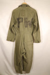 1940s, 36R, U.S. Army Combat Coveralls, PW (Prisoner of War) item, faded, used