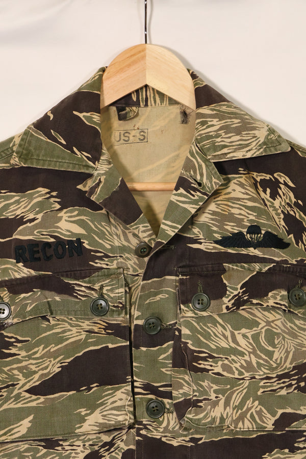 1960s US Cut Okinawa Tiger Tiger Stripe Shirt Modified Vest US-S Used