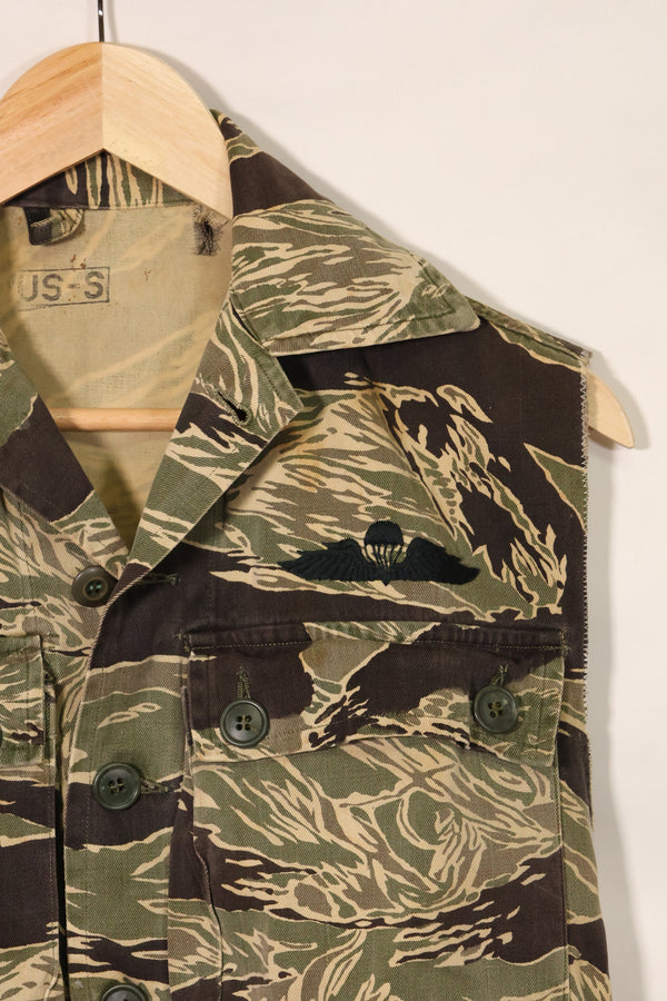 1960s US Cut Okinawa Tiger Tiger Stripe Shirt Modified Vest US-S Used