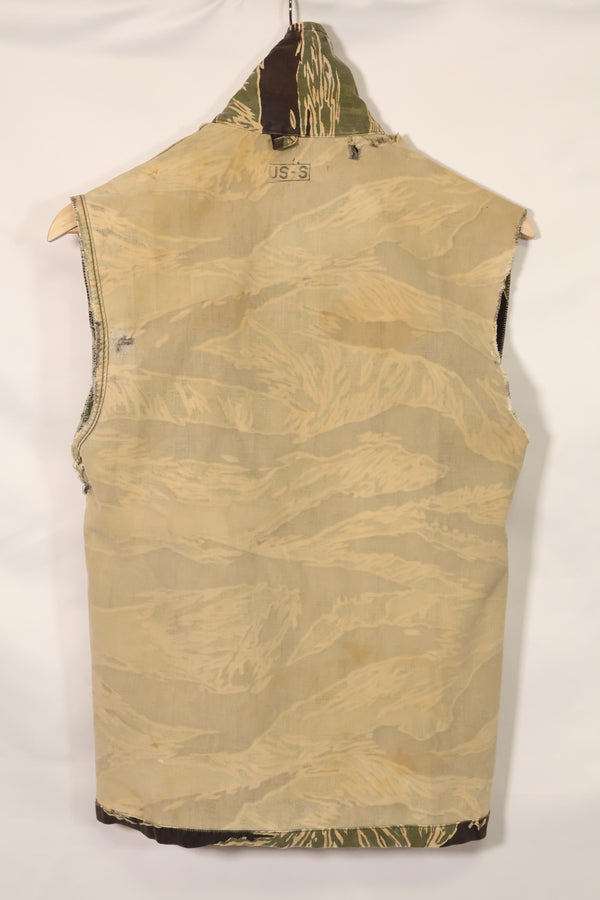 1960s US Cut Okinawa Tiger Tiger Stripe Shirt Modified Vest US-S Used