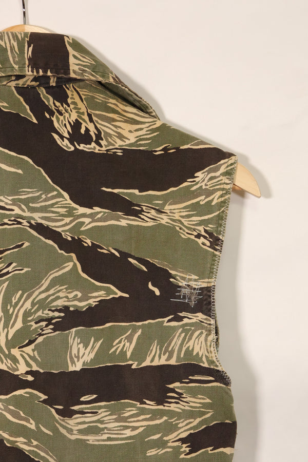 1960s US Cut Okinawa Tiger Tiger Stripe Shirt Modified Vest US-S Used