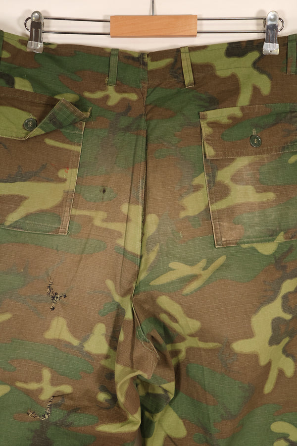 Late 1960s; Estimated size 36–38; ERDL Green Leaf Camo; OG-107 pant cut; utility pants; used
