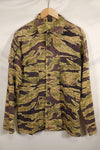 Real Late War Pattern US Size Tiger Stripe Shirt with Pocket Modification Used