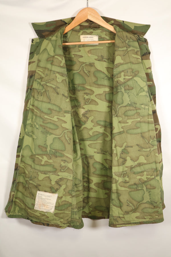 Circa 1967, M-L, ERDL, non-ripstop, early print, jungle fatigues jacket, used