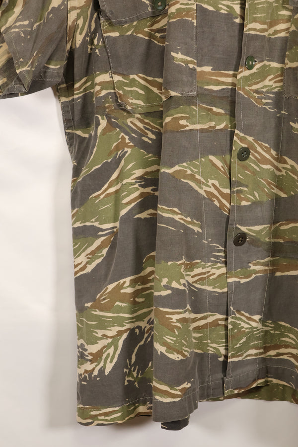 Estimated 1970s locally made tiger stripe short sleeve shirt, used.