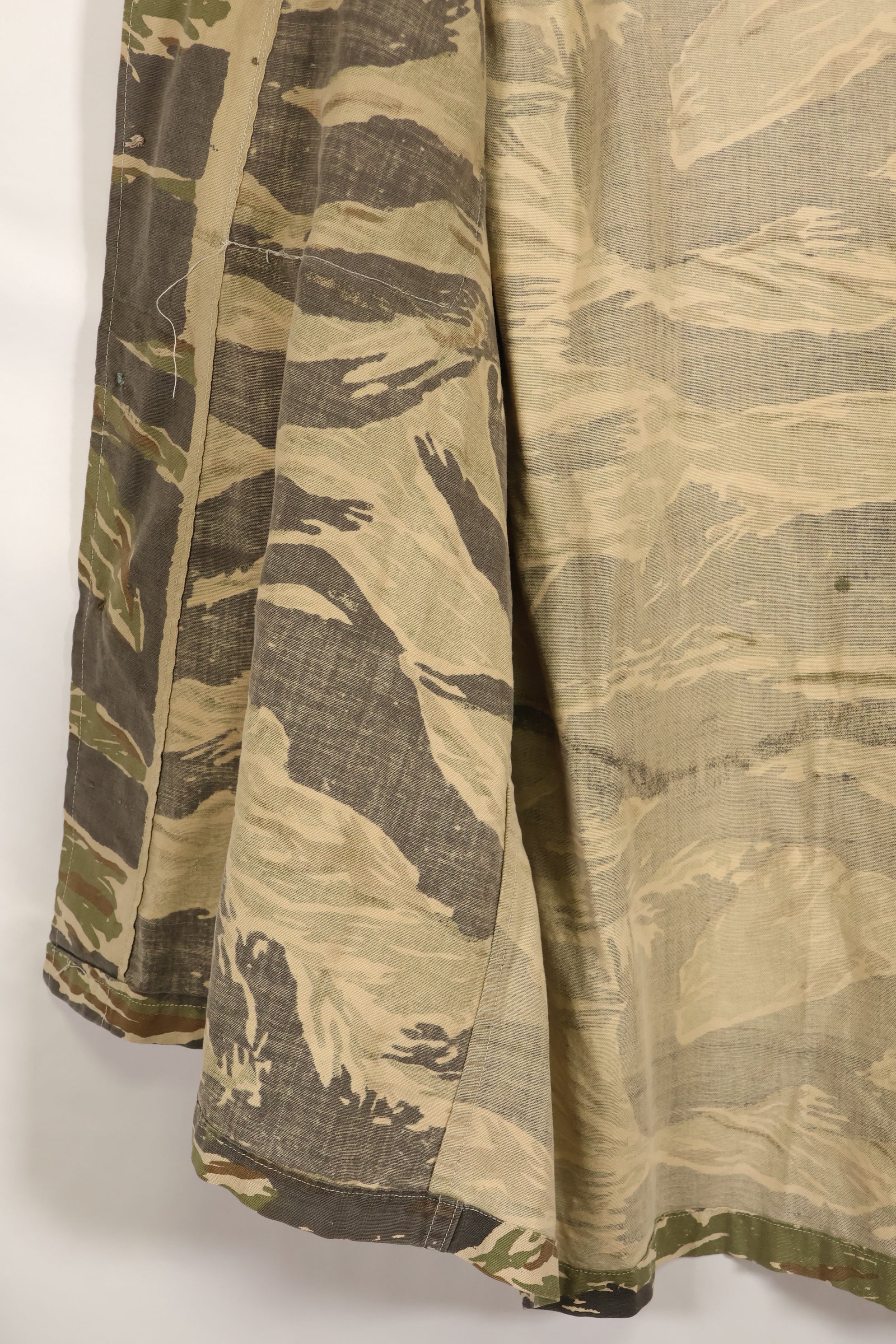 Estimated 1970s locally made tiger stripe short sleeve shirt, used.