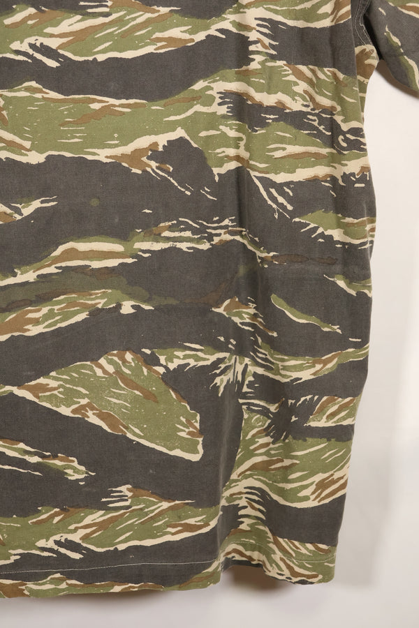 Estimated 1970s locally made tiger stripe short sleeve shirt, used.