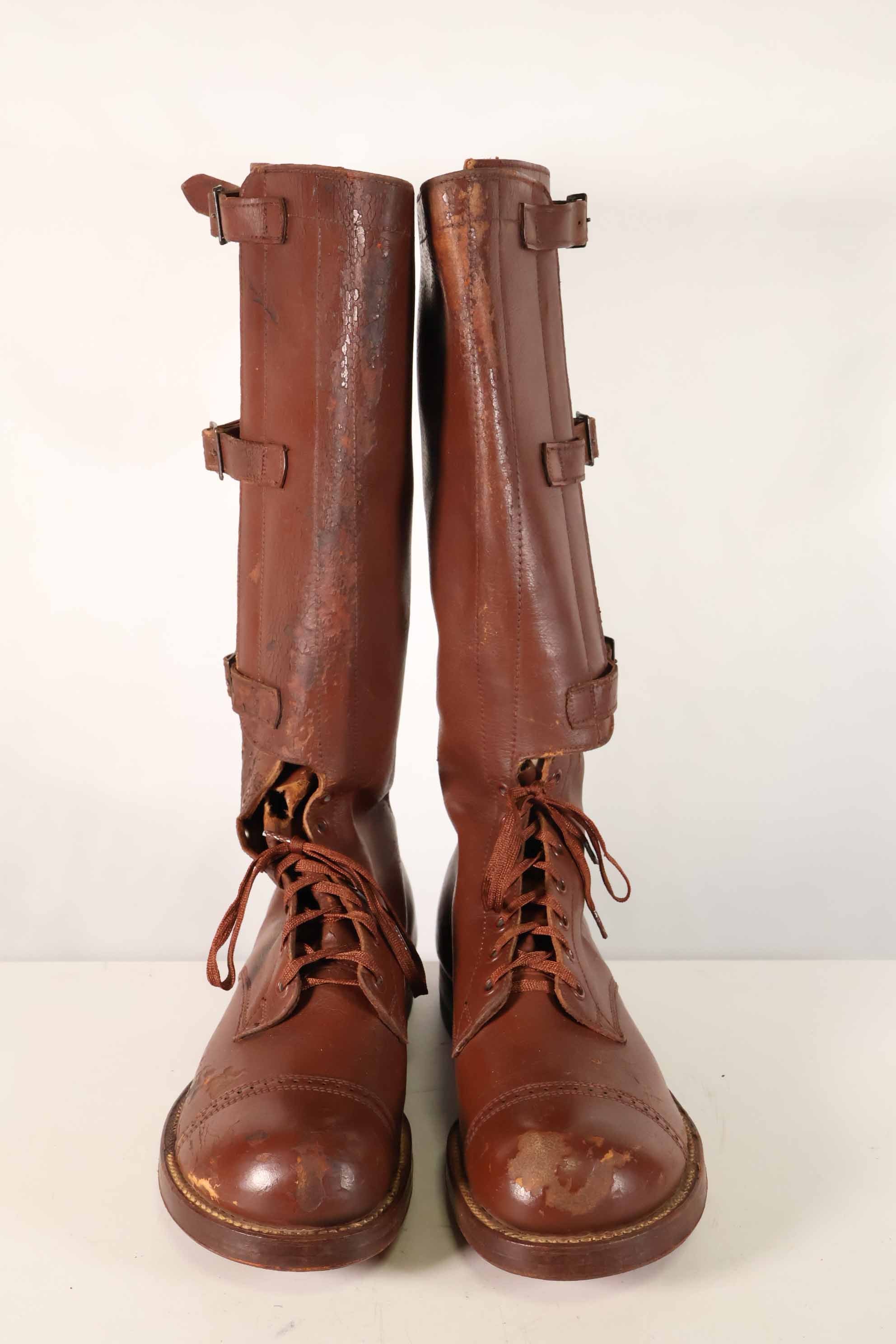 1940's U.S. Army M40 Cavalry Long Boots, 3 buckles, used.