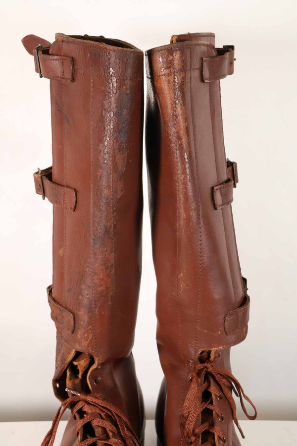1940's U.S. Army M40 Cavalry Long Boots, 3 buckles, used.