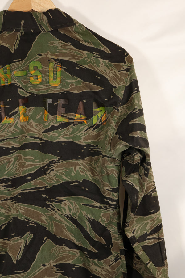 実物　USカット　シルバータイガーストライプ　シャツ　推定US-M　状態良い　背面ステンシルあり